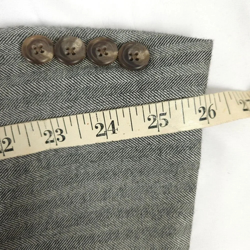 Hickey Freeman Mens 44L Gray Single Vent 2-Button Sports Coat Blazer Jacket‎